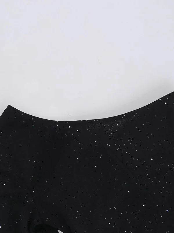 Gathered Sparkling One-Shoulder Long Sleeve Bodycon Party Dress - Image 9