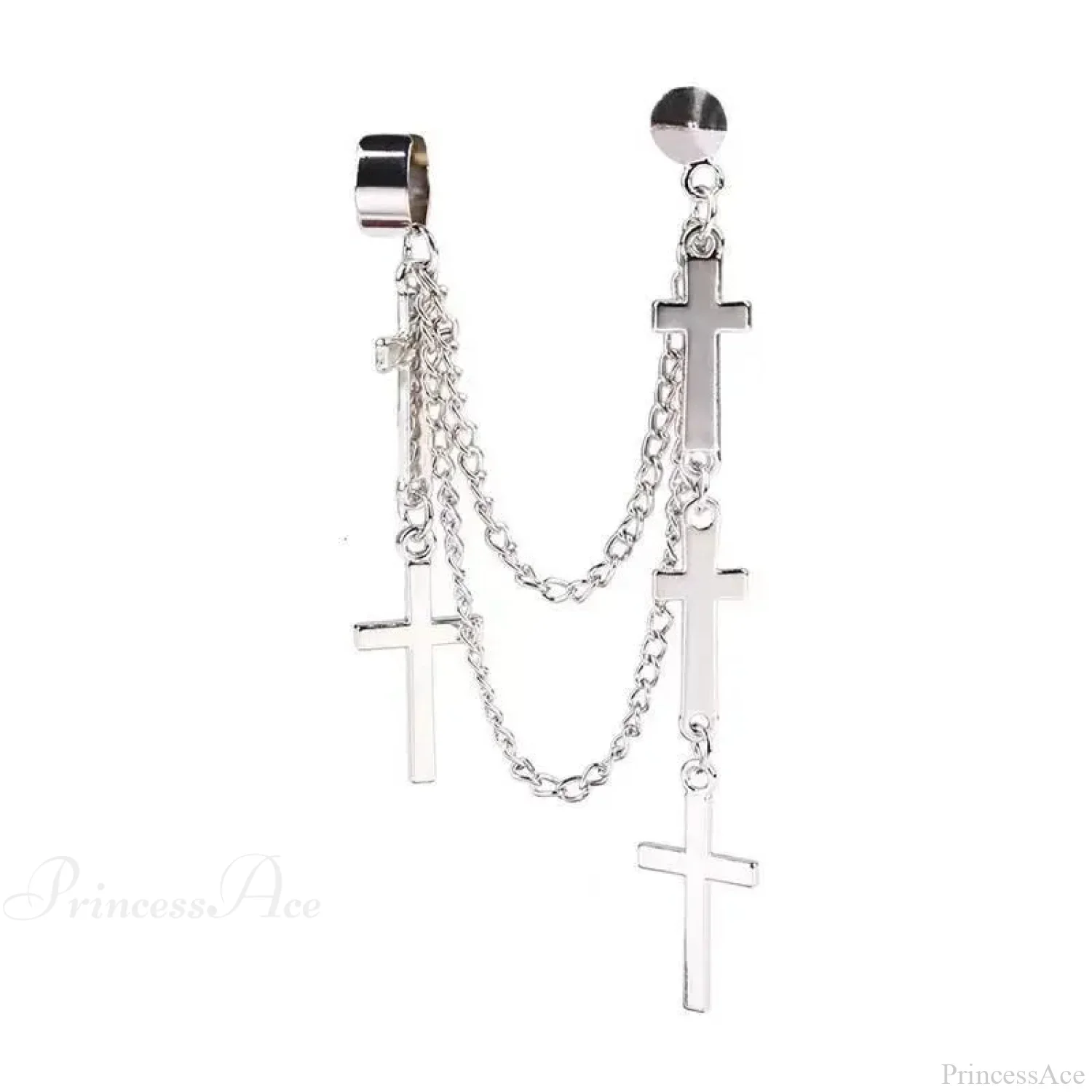 Genderless Punk Cross Fringe Chain Clip Earring - Image 5