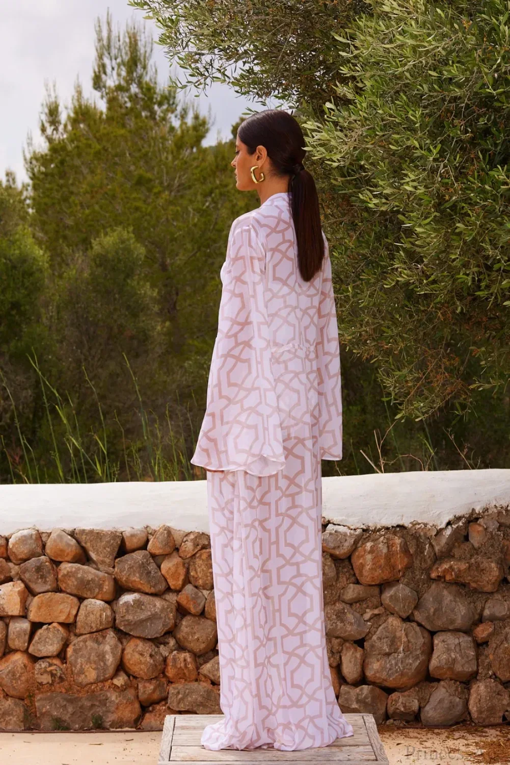 Geometric Print Kimono One Piece Swimsuit - Image 2