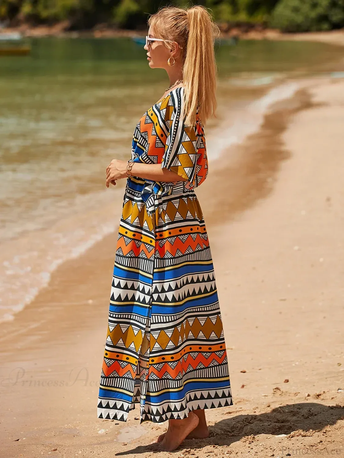 Geometry Lace Up Bikini Cover Up - Image 2