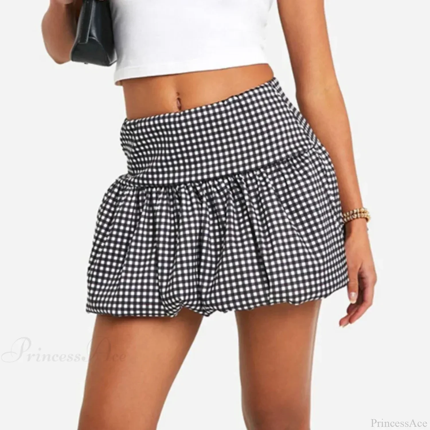 Gingham Bubble Plaid Style Skirt - Image 3
