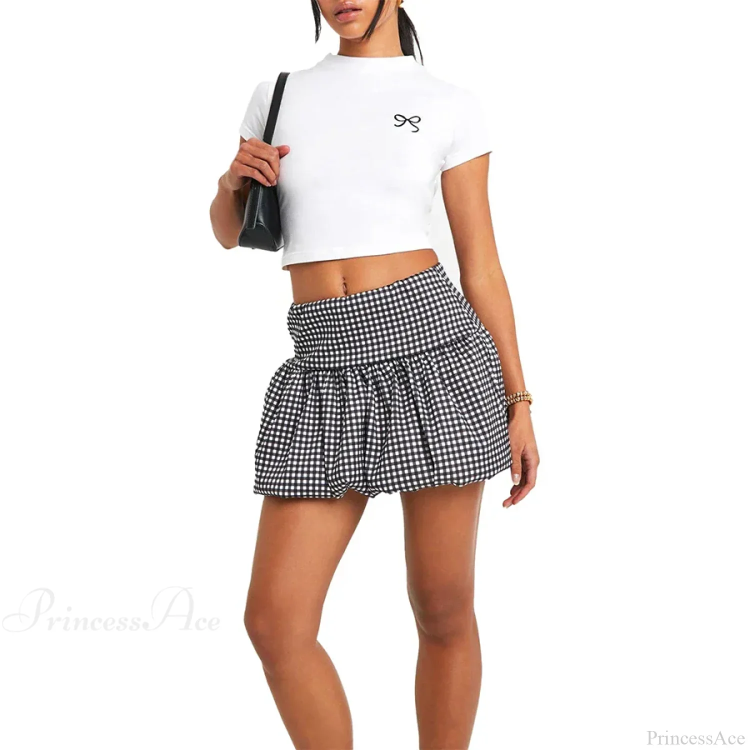 Gingham Bubble Plaid Style Skirt - Image 4
