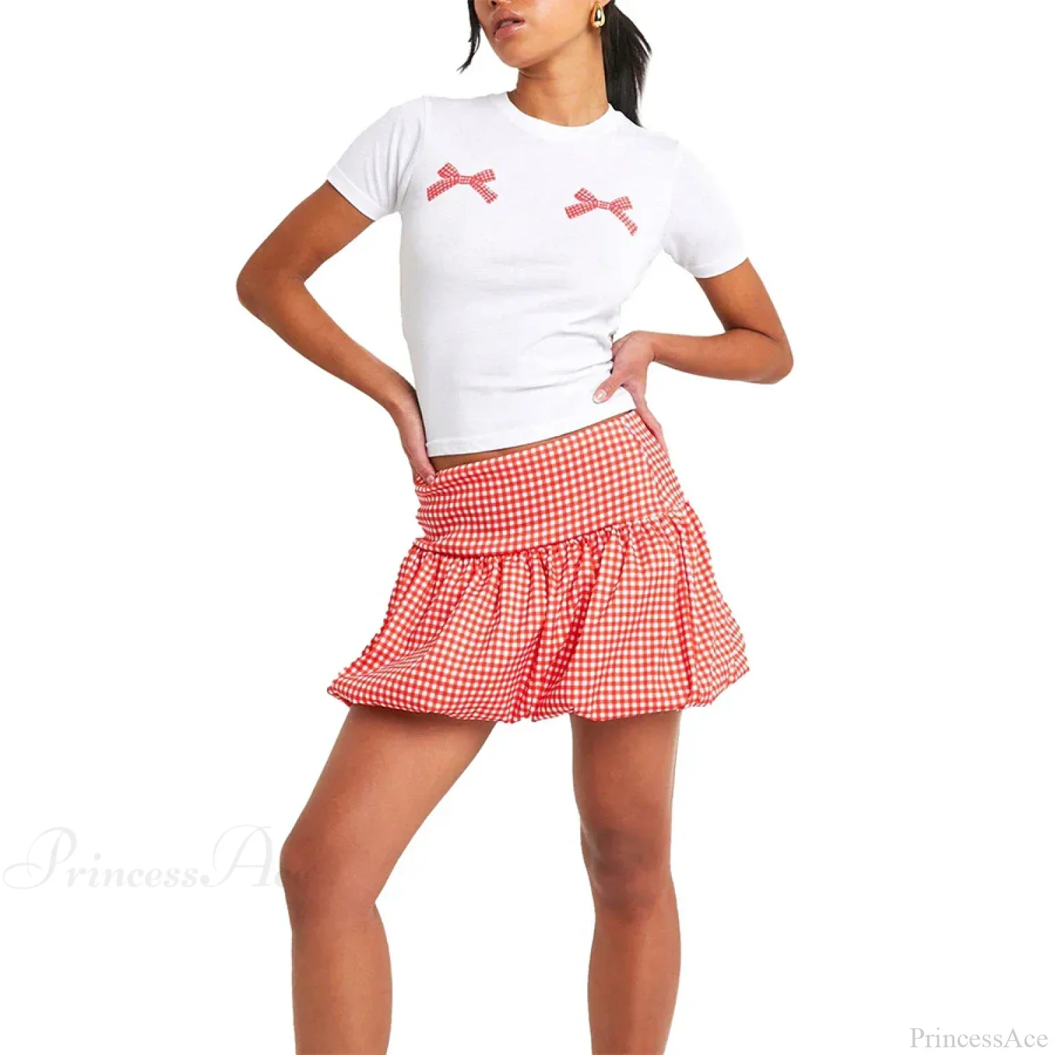 Gingham Bubble Plaid Style Skirt - Image 6