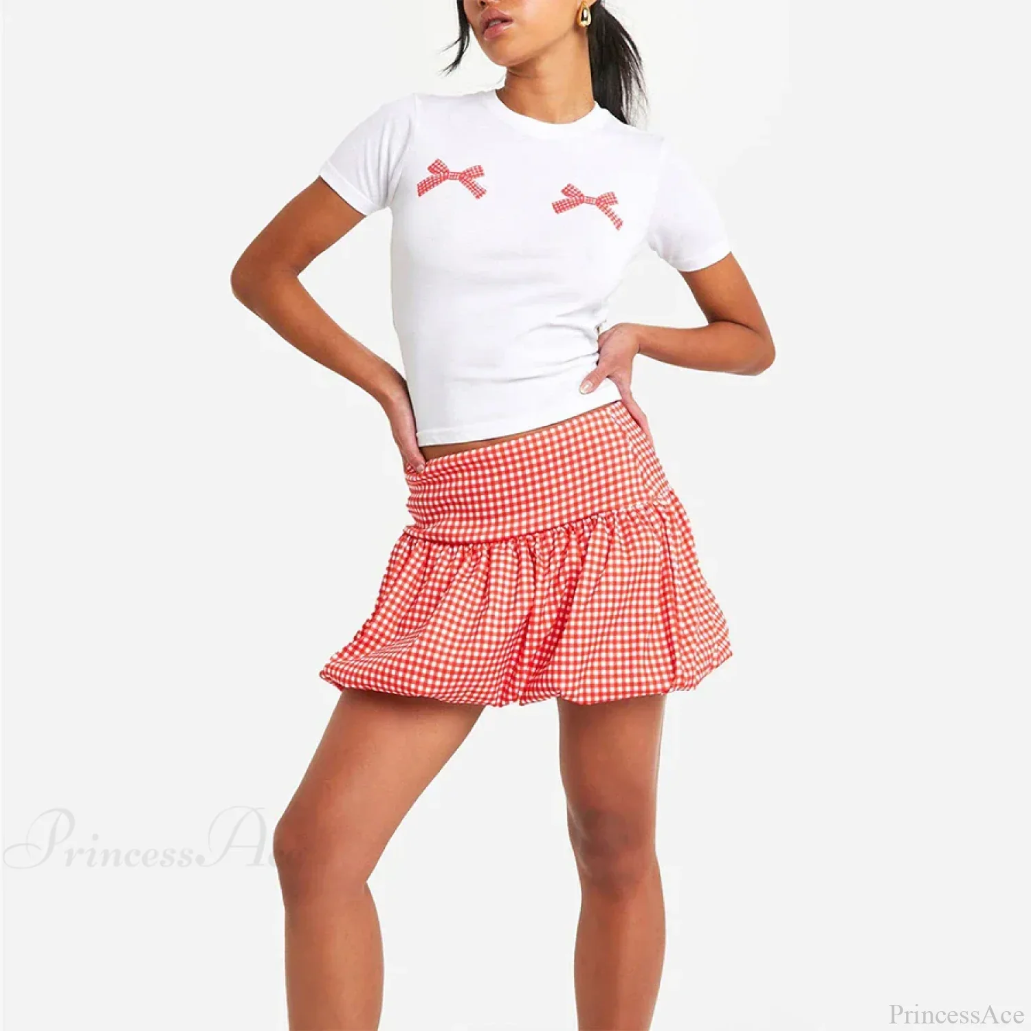 Gingham Bubble Plaid Style Skirt - Image 8