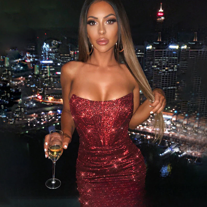 Glamorous Night Club Sexy Bodycon Glitter Party Dress - Image 6