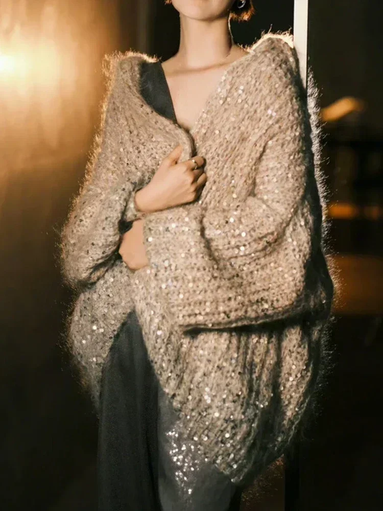 Glitter Hooded Long Sleeve Cardigan - Image 2