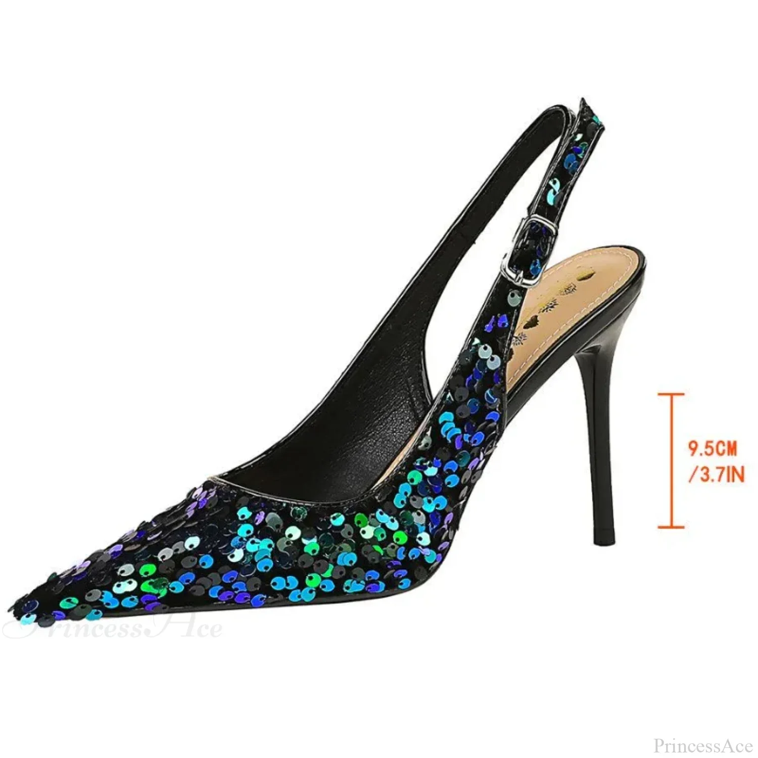 Glitter Luxury Pointed Toe Pumps Golden Thin Heels Sexy Slingback Sandals High Heel - Image 6