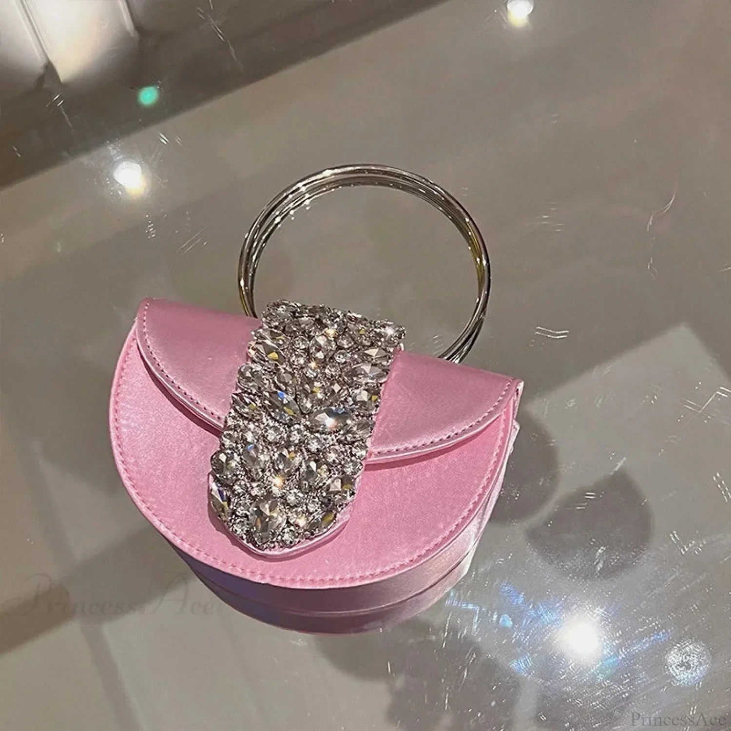 Glittering Crystal Satin Evening Clutch Wedding Purse - Image 2