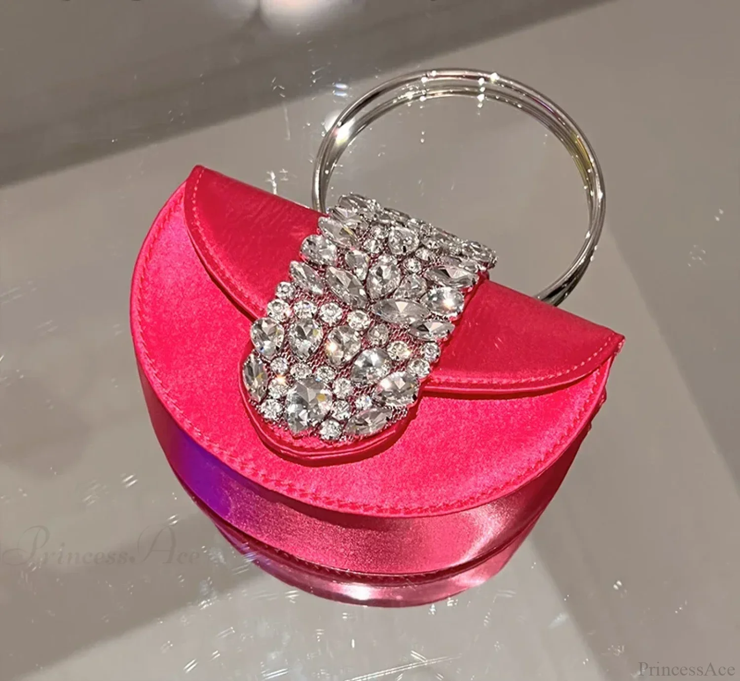 Glittering Crystal Satin Evening Clutch Wedding Purse - Image 6