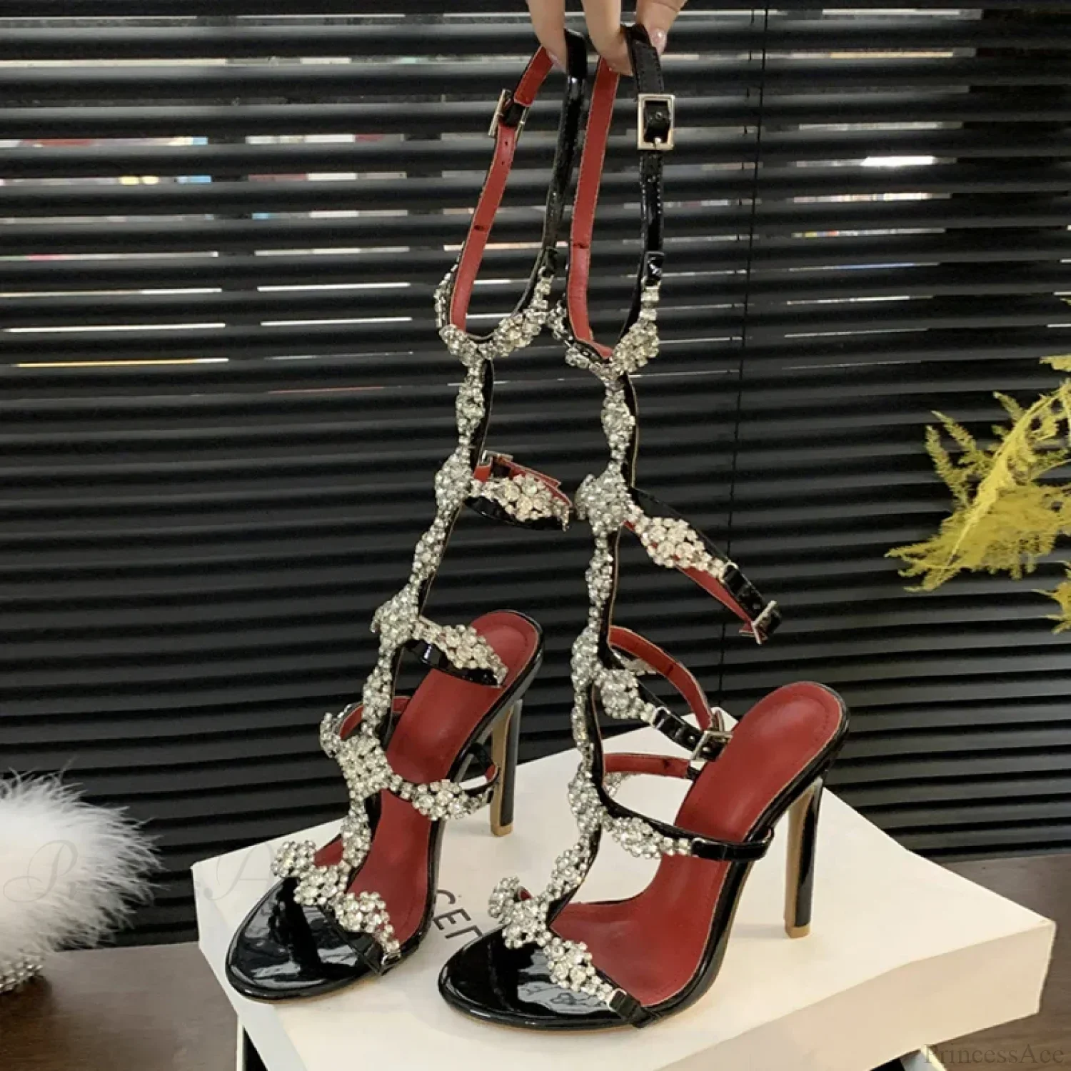 Glittering Sexy Crystal Open-Toe Rhinestone Platform Sandals Summer Party Elegant Stylish High Heel - Image 3