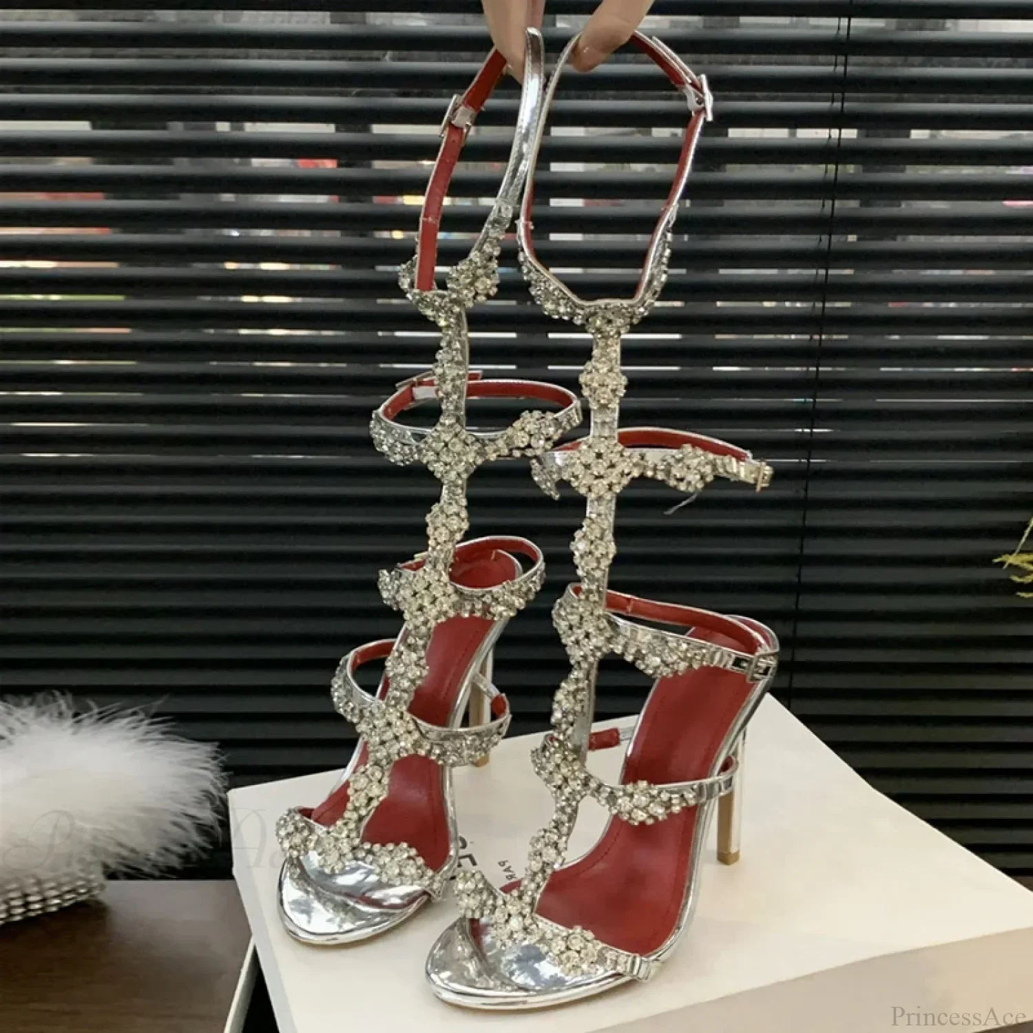 Glittering Sexy Crystal Open-Toe Rhinestone Platform Sandals Summer Party Elegant Stylish High Heel - Image 4