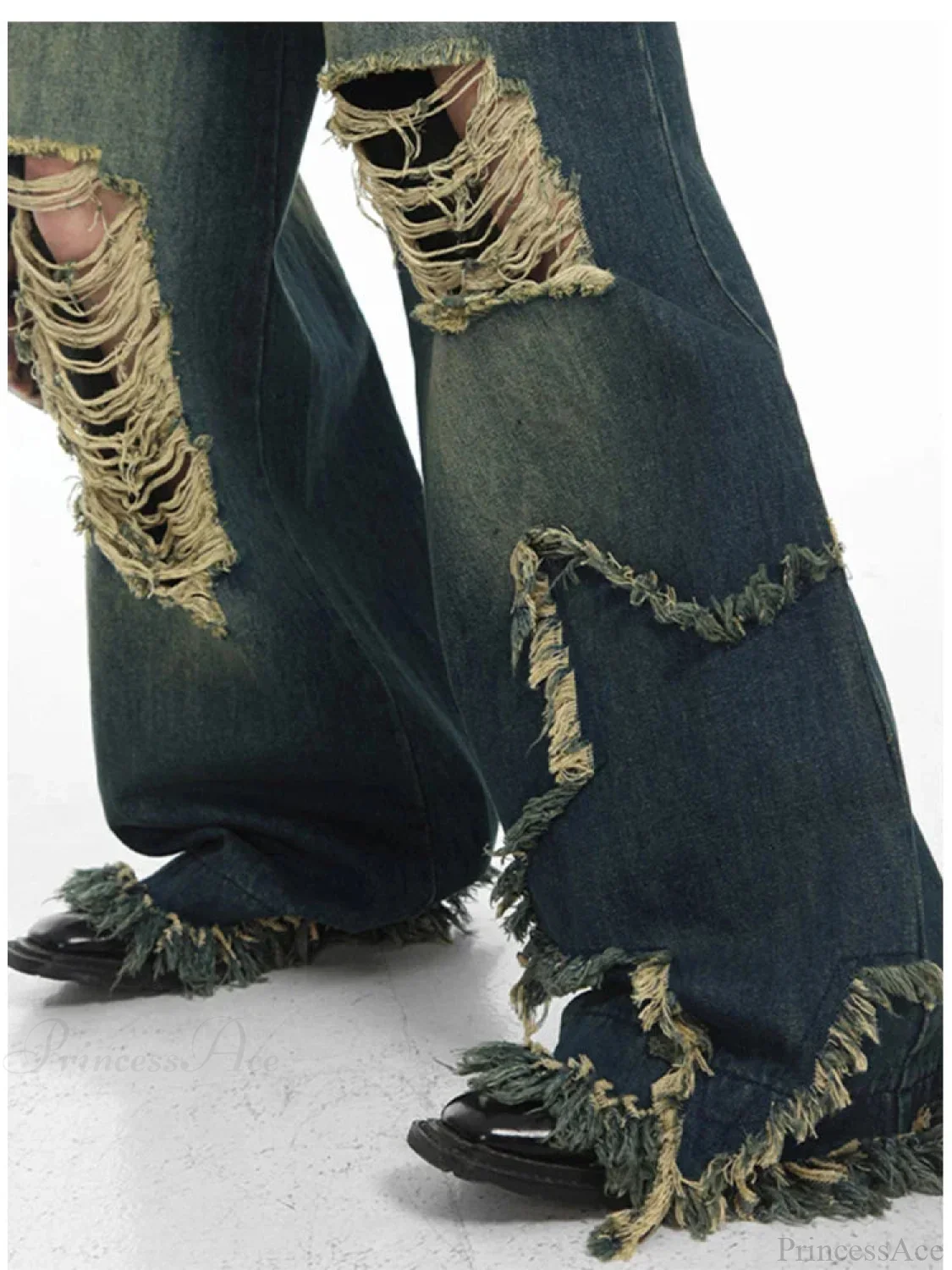 Gloomy Azure Gothic Torn Denim Trouser - Image 2