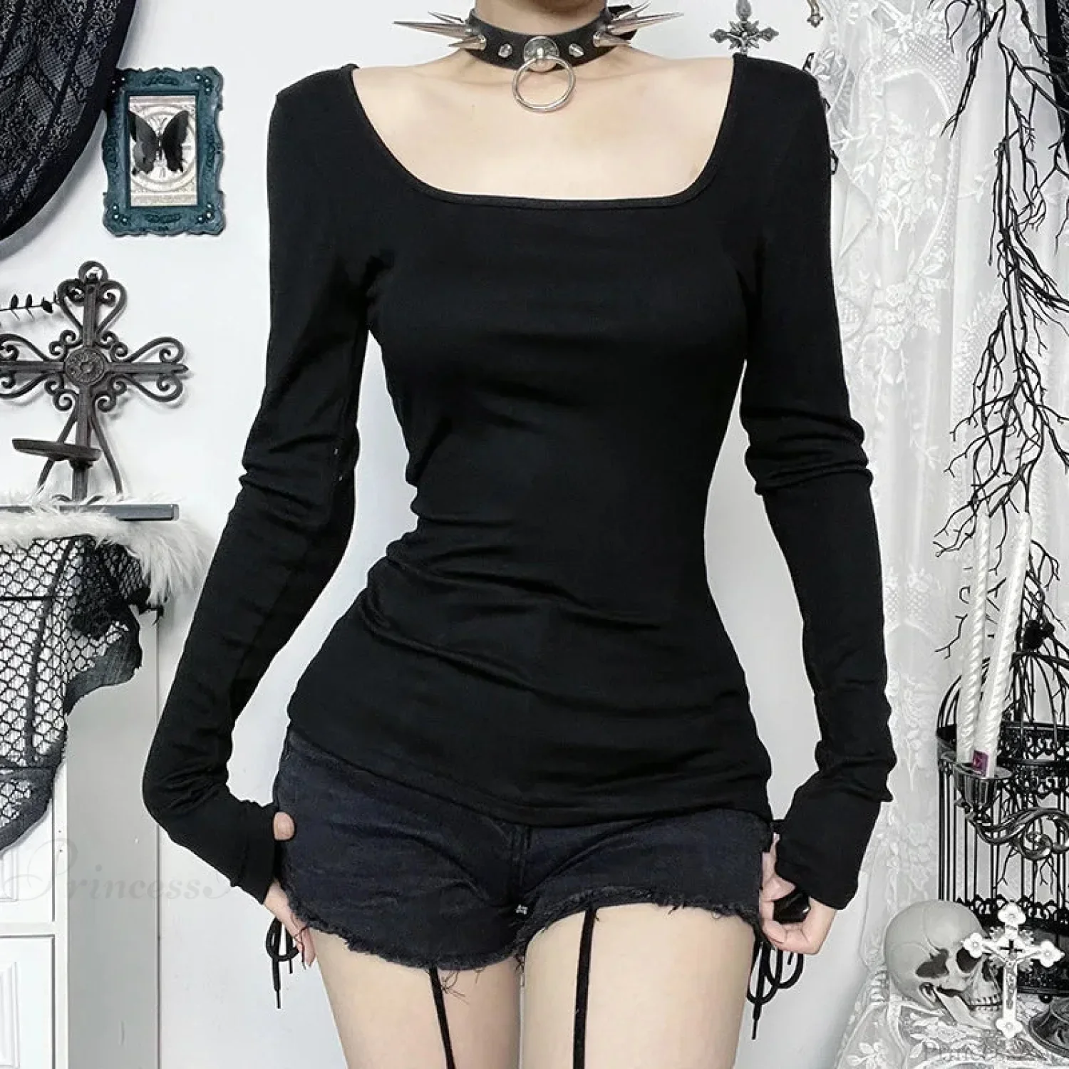 Gloomy Lace Patchwork Gothic Blouse - Image 2