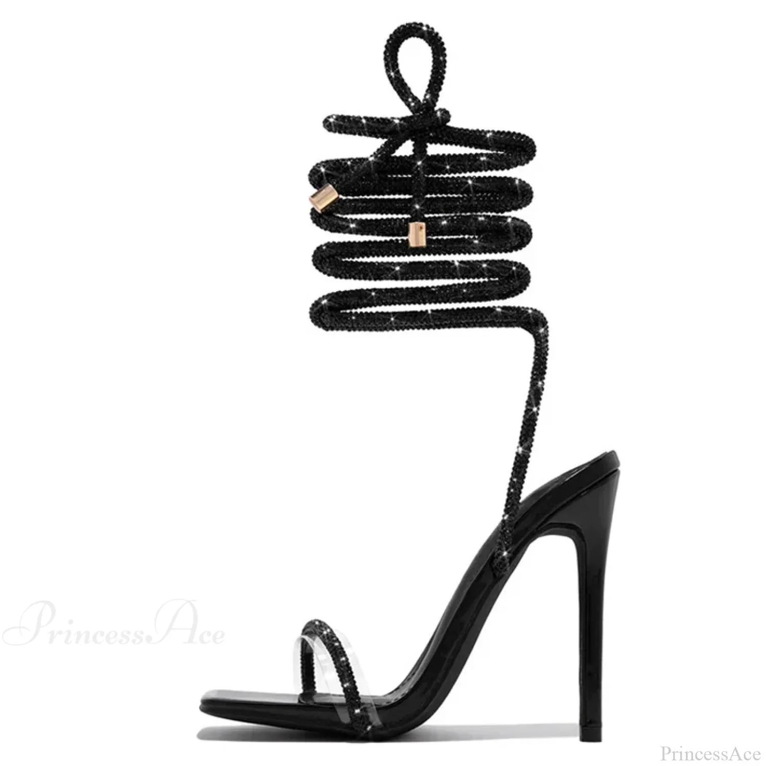Gold Crystal Ankle Cross-Strap Sexy Open-Toe Club Summer Party Banquet High Heel - Image 7