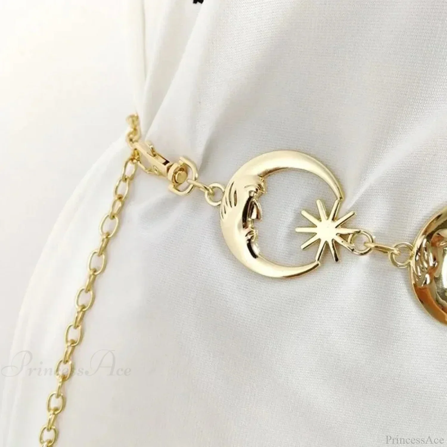Gold Gothic Chain Lunar Solar Metal Belt - Image 5