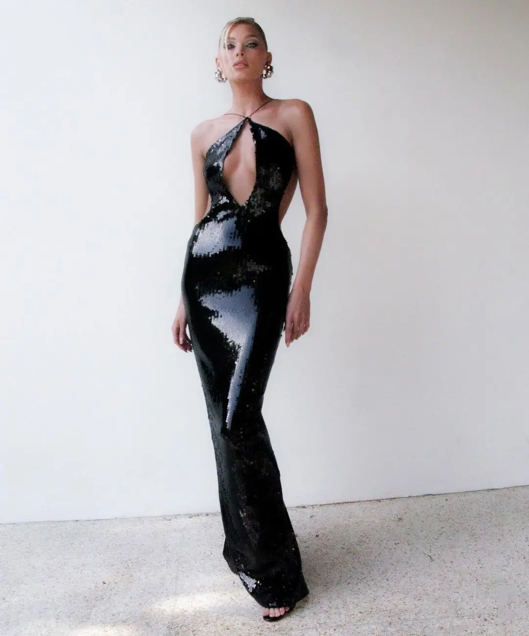 Gold Sequin Backless Long Party Dress - Image 4