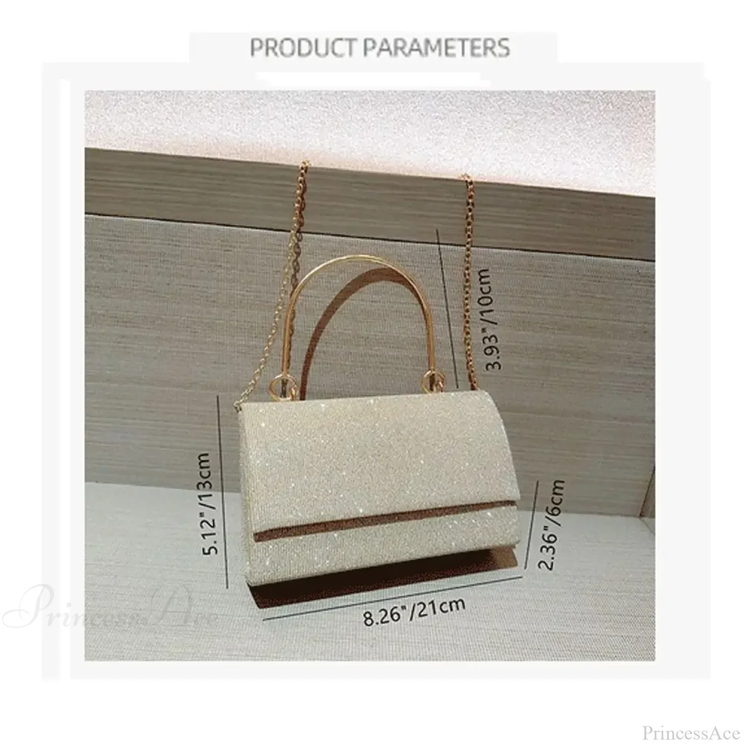 Gold Silk Evening Clutch Bag Fashion Shoulder Bag - Image 4