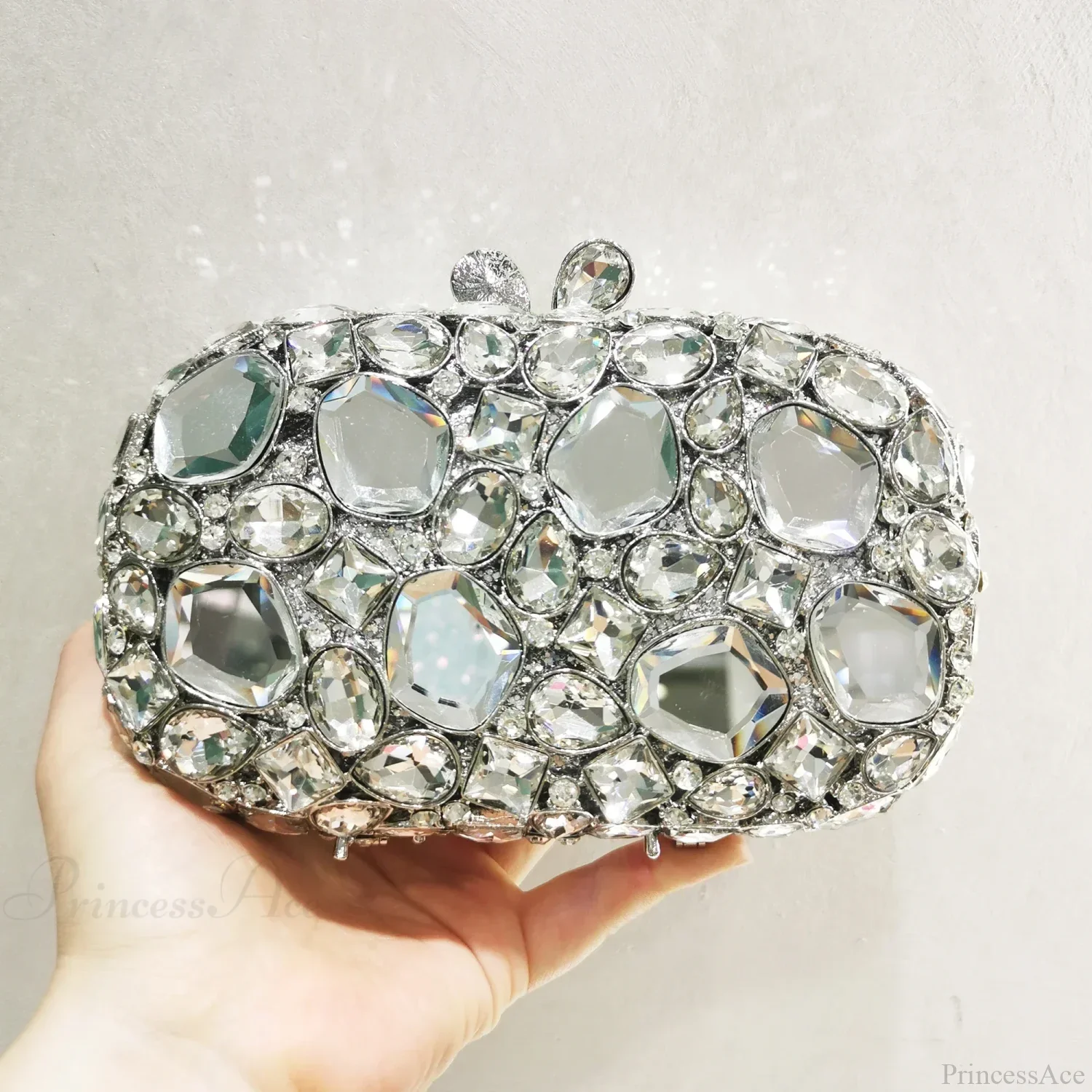Gold/Silver Crystal Evening Clutch Wristlet - Image 2