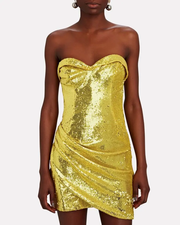 Golden Shining Sequins Mini Party Dress - Image 5