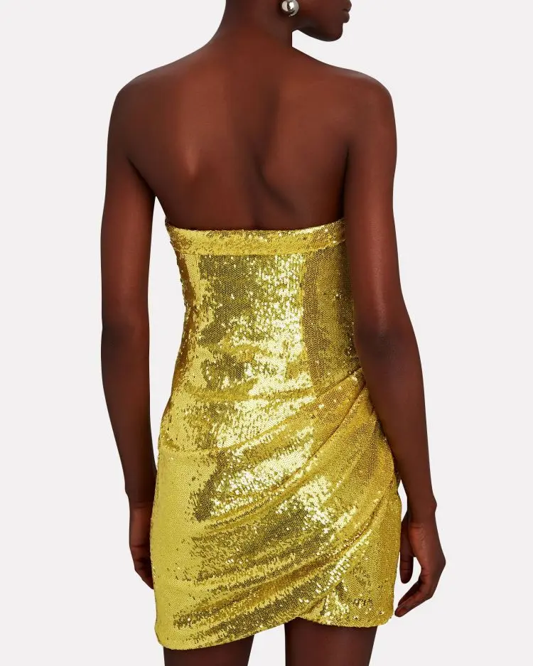 Golden Shining Sequins Mini Party Dress - Image 6