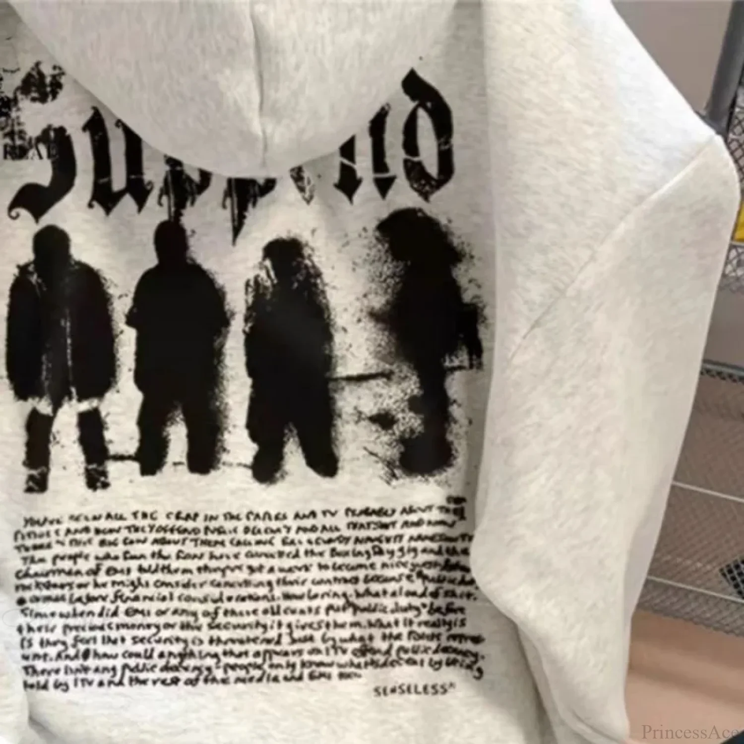 Goth Letter Graphic Loose Fleece Hoodie - Image 4