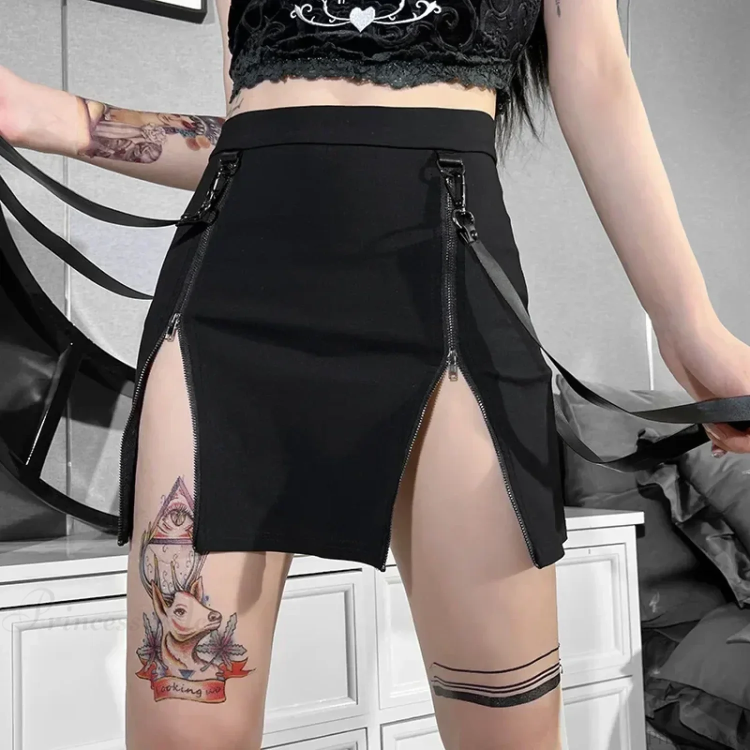 Gothic Bag Hip Split Vintage Skirt - Image 2