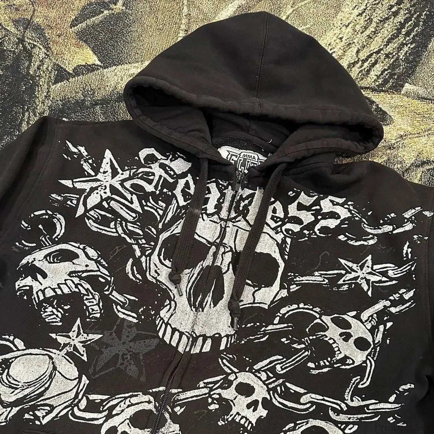 Gothic Dim Skull Print Pullover Hoodie - Image 5