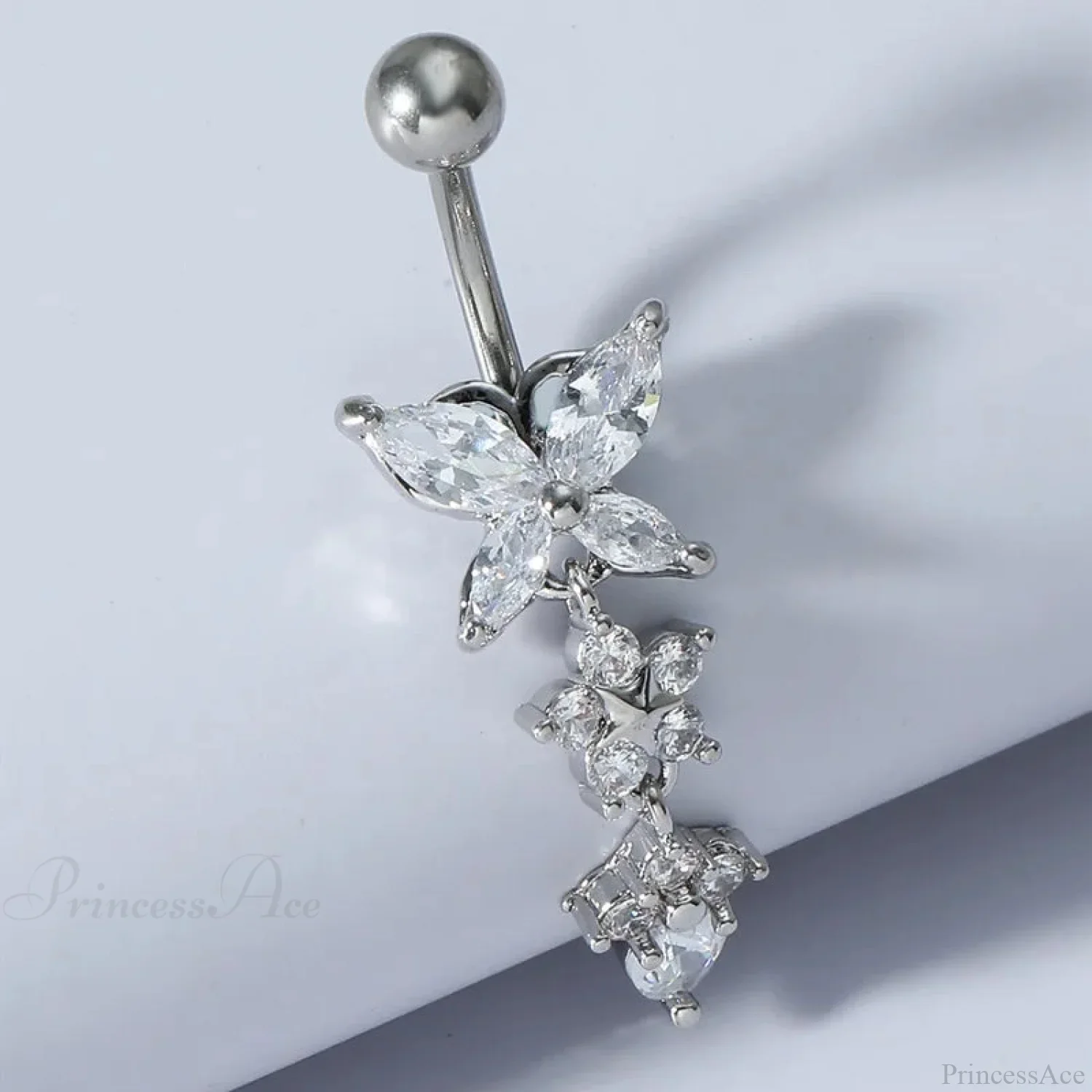 Gothic Heart Dangle Butterfly Belly Ring - Image 3