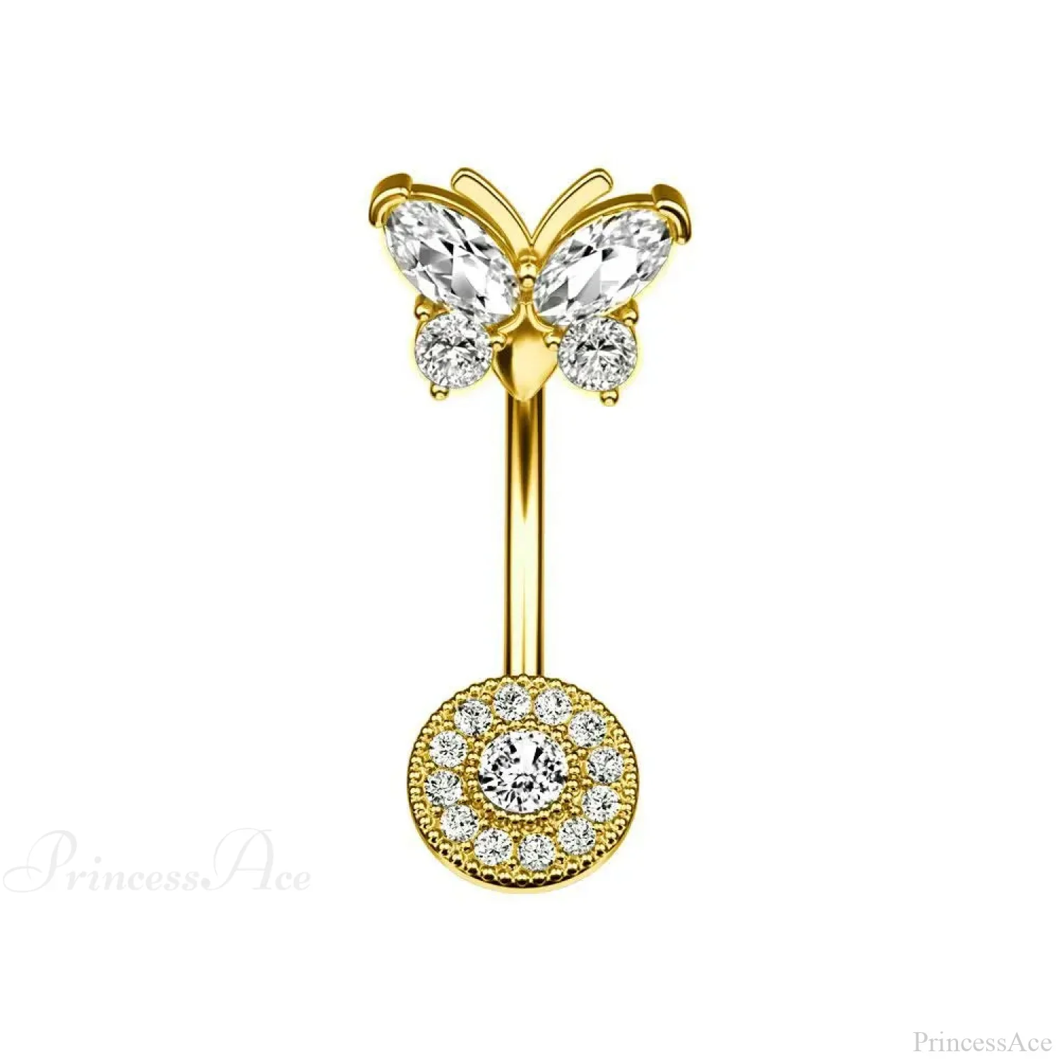 Gothic Heart Dangle Butterfly Belly Ring - Image 5