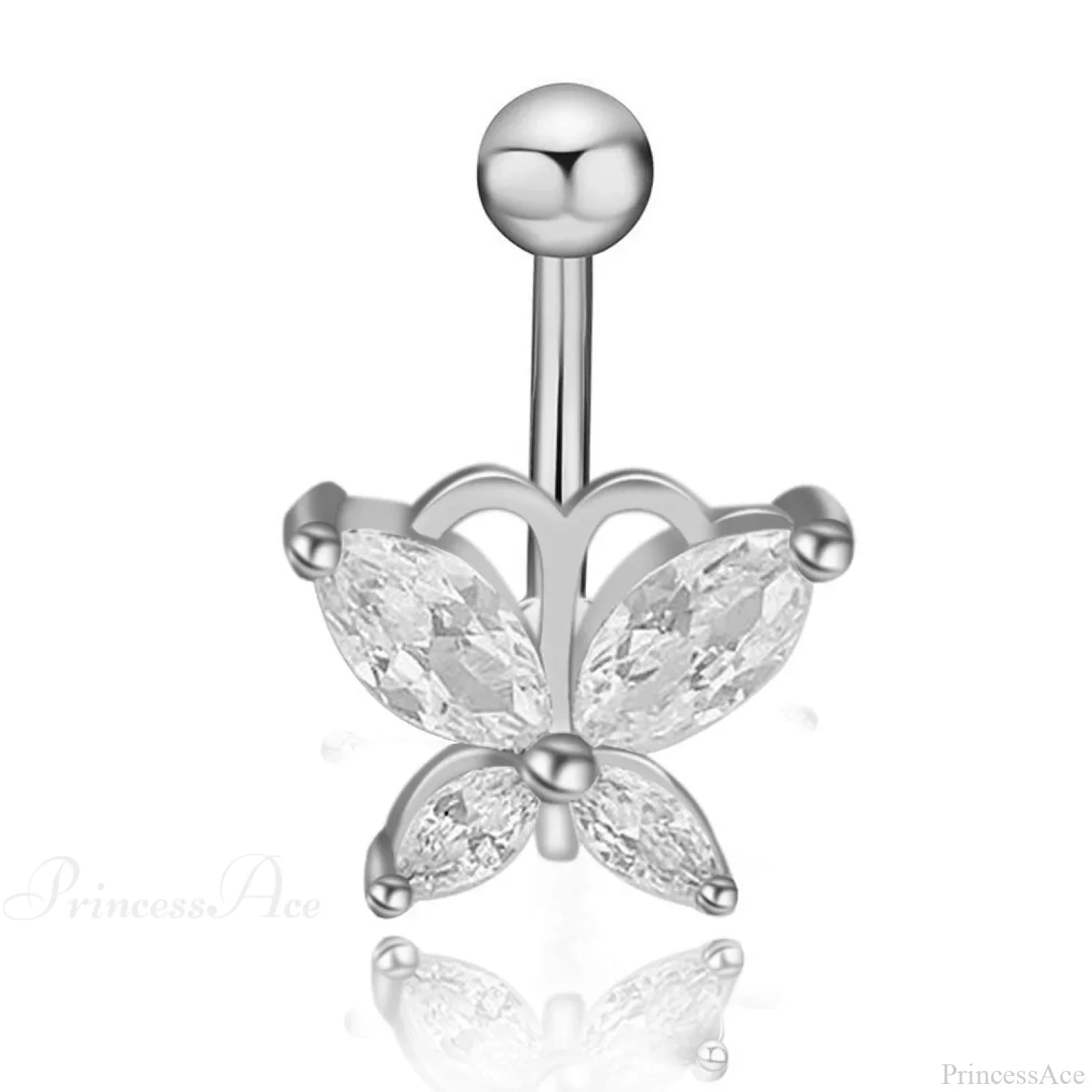 Gothic Heart Dangle Butterfly Belly Ring - Image 7