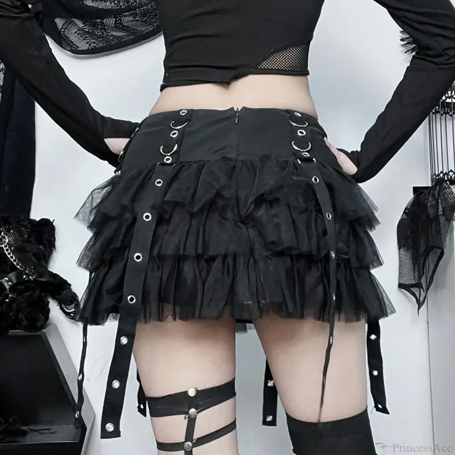 Gothic High Waist Mini Skirt - Image 2