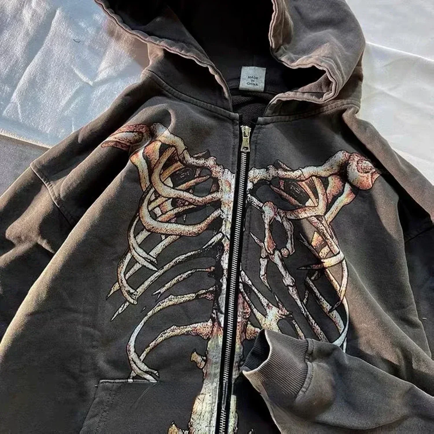 Gothic Long Sleeve Zipper Hoodie - Image 3