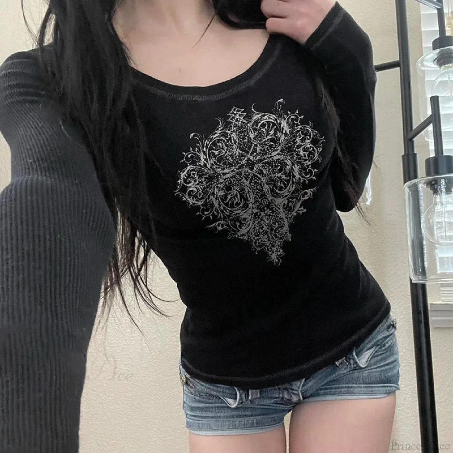 Gothic Print Knit Top - Image 2