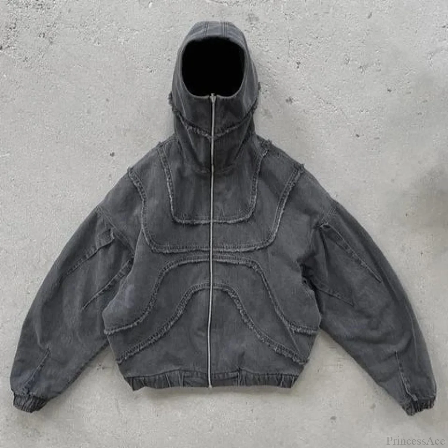 Gothic Punk Washed Zipper Hoodie - Image 2