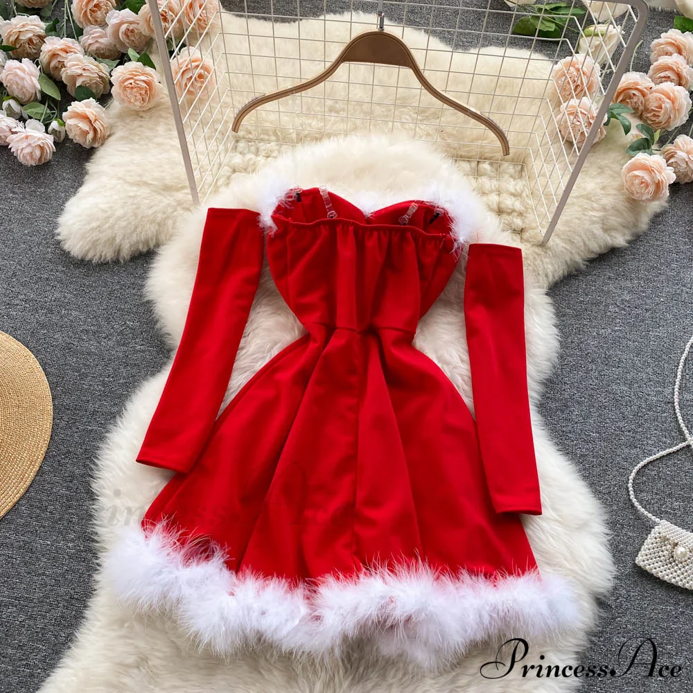 Gown Red for Backless Furry Strapless Elegant - Women Party New Year/Christmas/Femme - Image 16