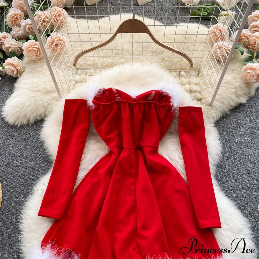 Gown Red for Backless Furry Strapless Elegant - Women Party New Year/Christmas/Femme - Image 17
