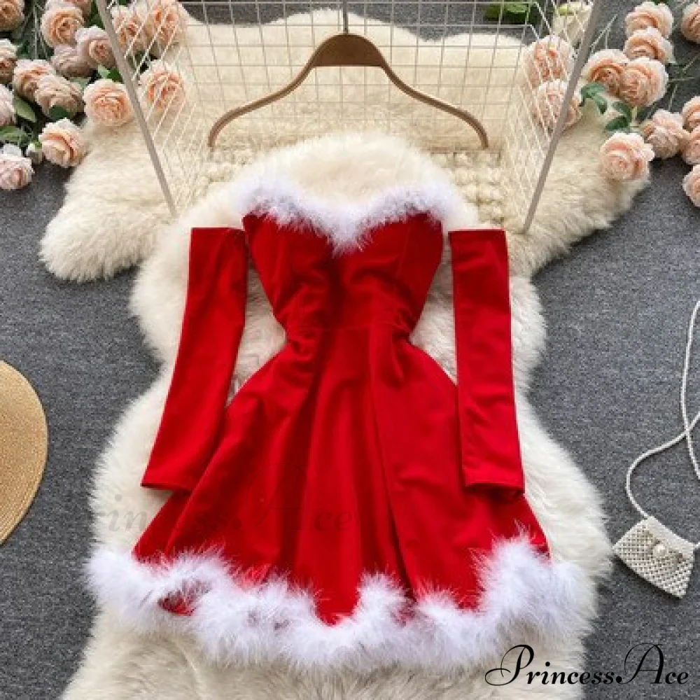 Gown Red for Backless Furry Strapless Elegant - Women Party New Year/Christmas/Femme - Image 6