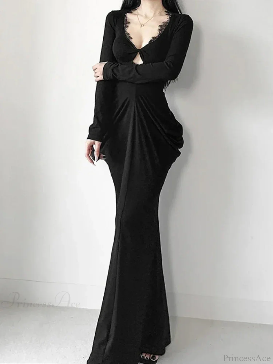 Graceful Lace Patchwork Corset Long Dress - Image 2