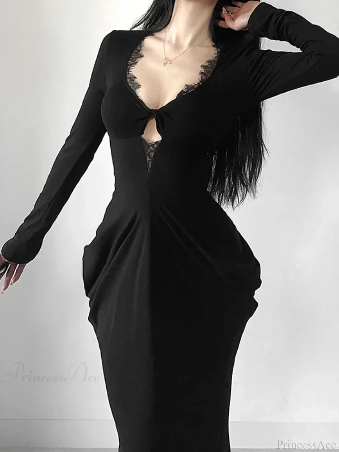 Graceful Lace Patchwork Corset Long Dress - Image 4