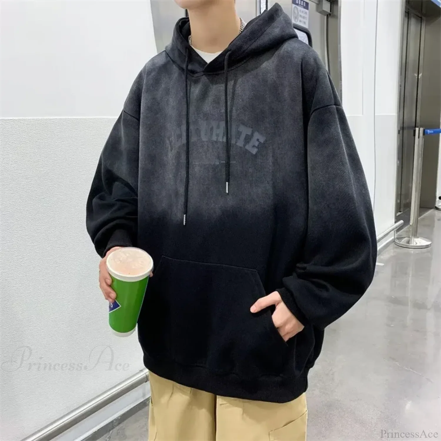 Gradient Letter Print Hip Hop Hoodie - Image 5