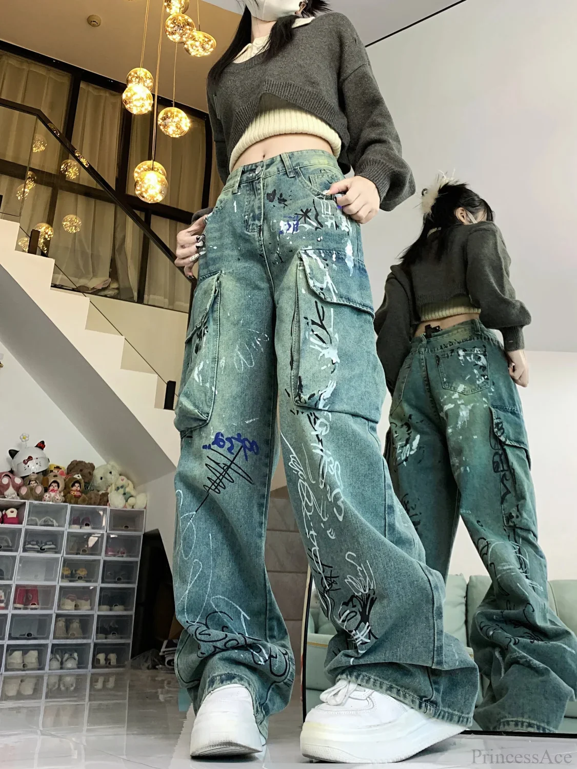 Graffiti Printed Gothic Cargo Pant - Image 2