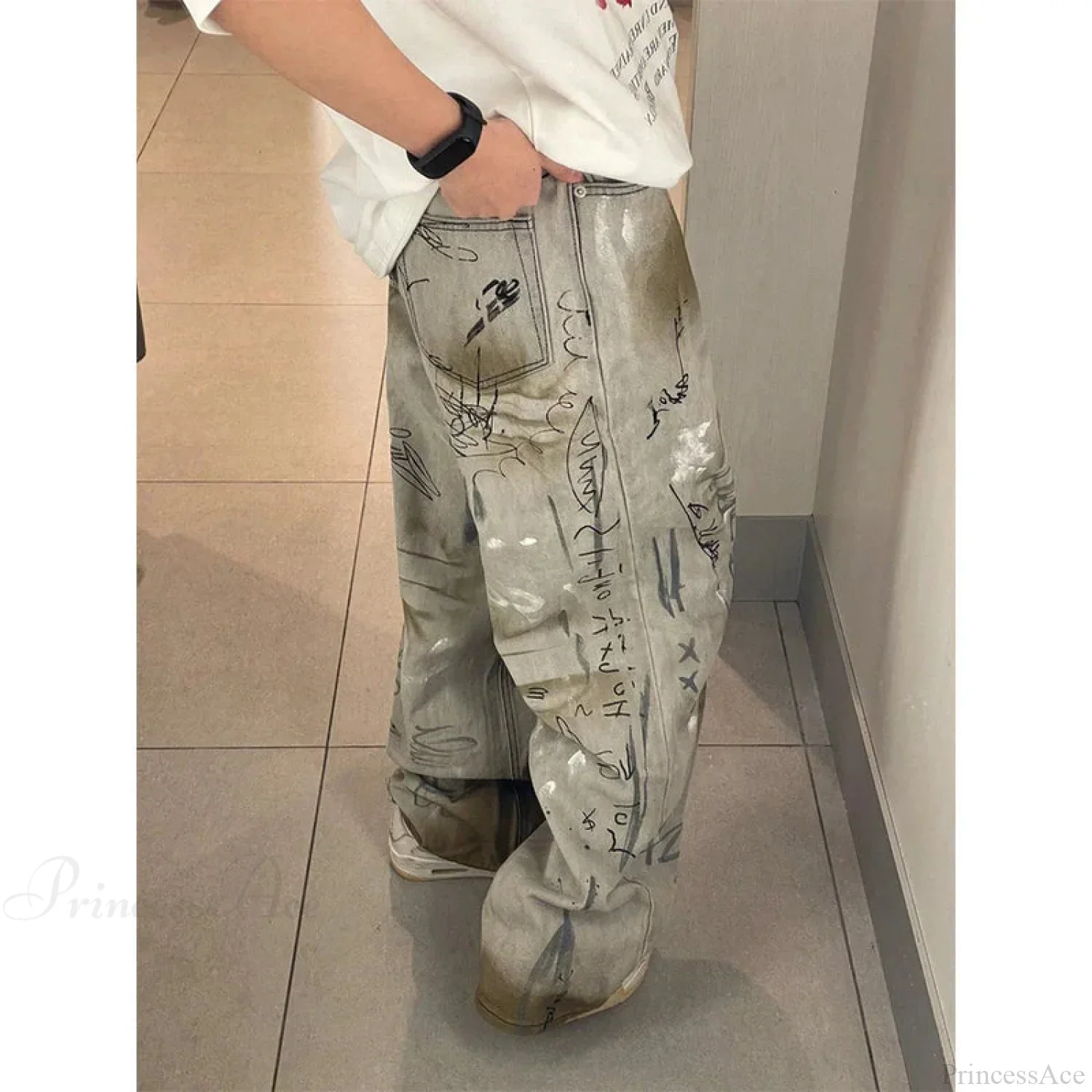 Graffiti Printed Gothic High-Waist Trouser - Image 2