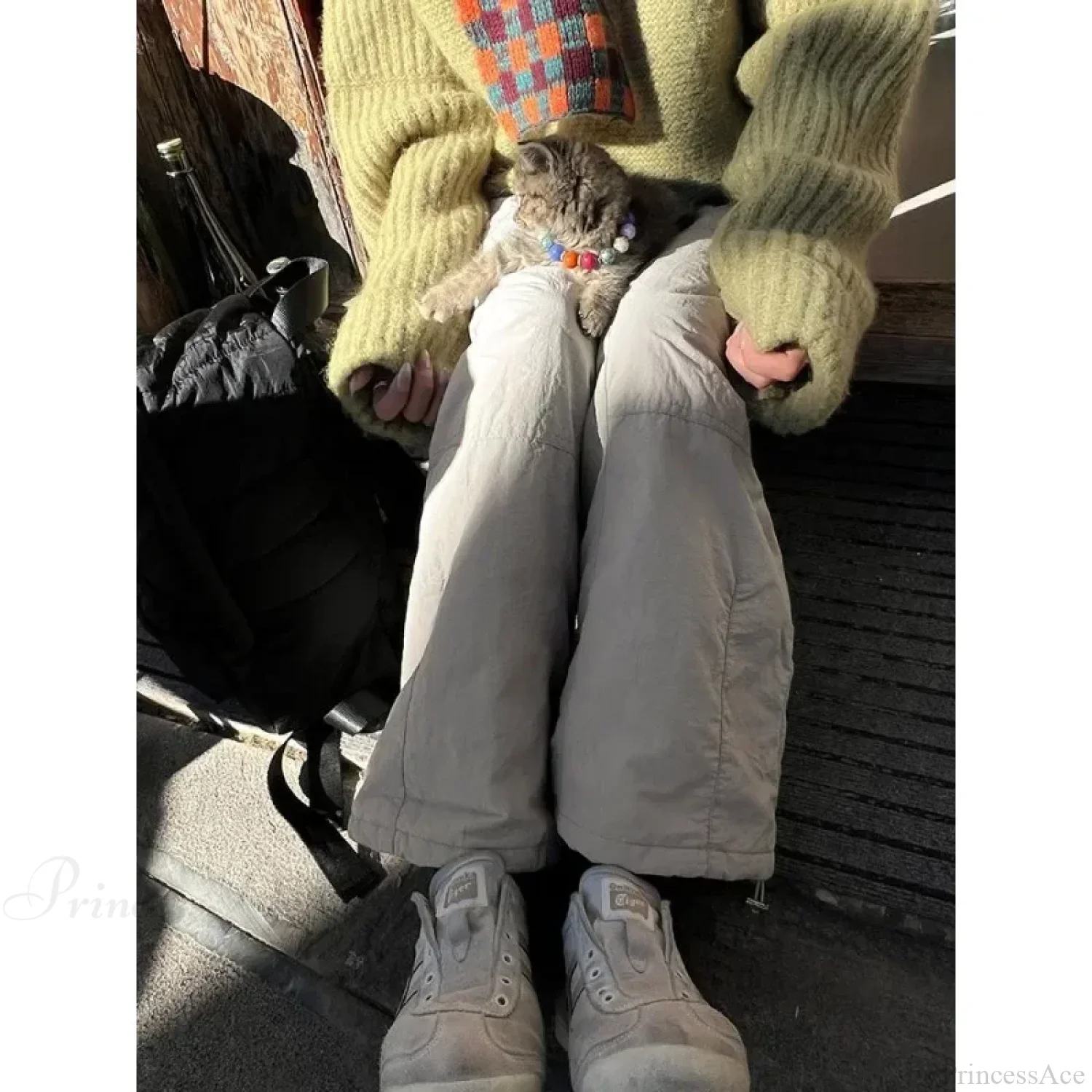 Gray Brushed Winter Korean Fashion Pants - Image 2