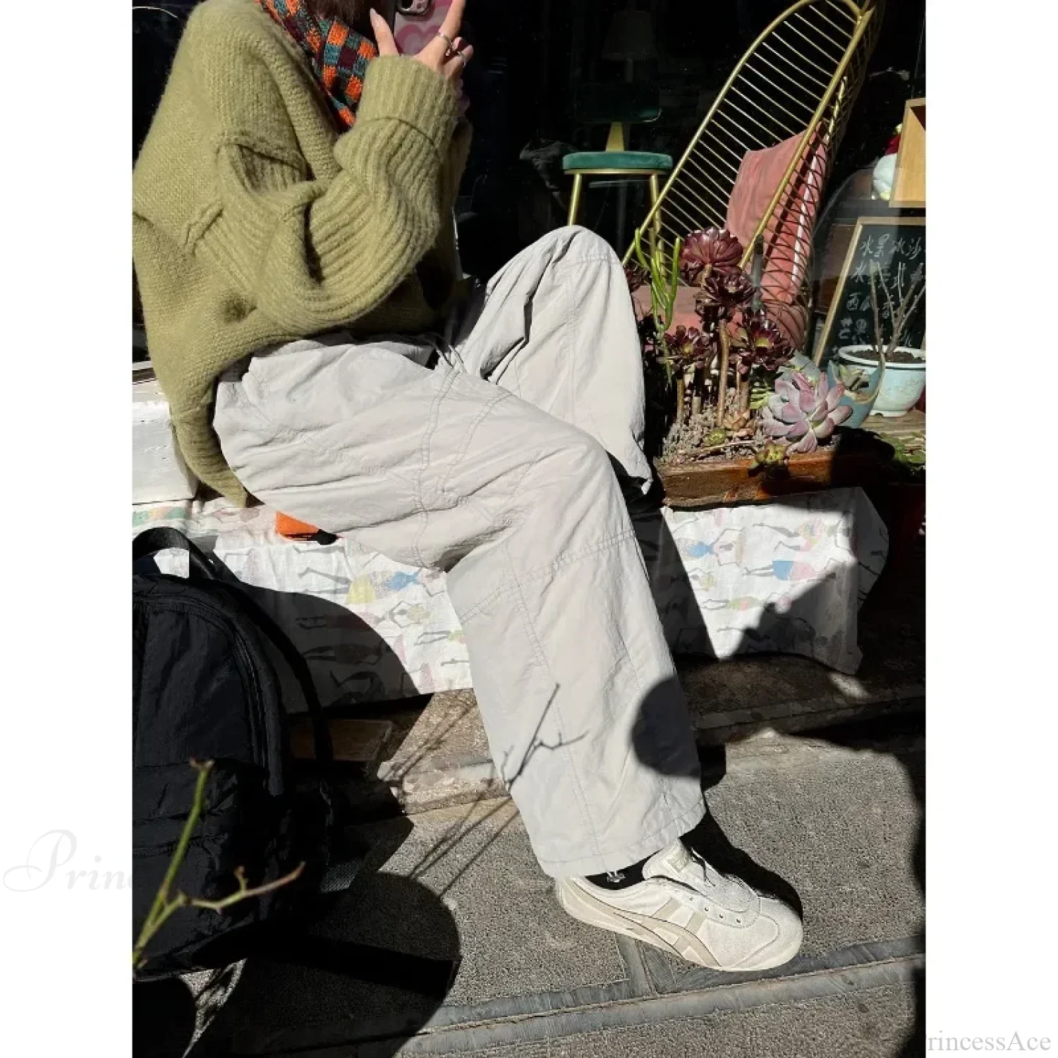 Gray Brushed Winter Korean Fashion Pants - Image 3