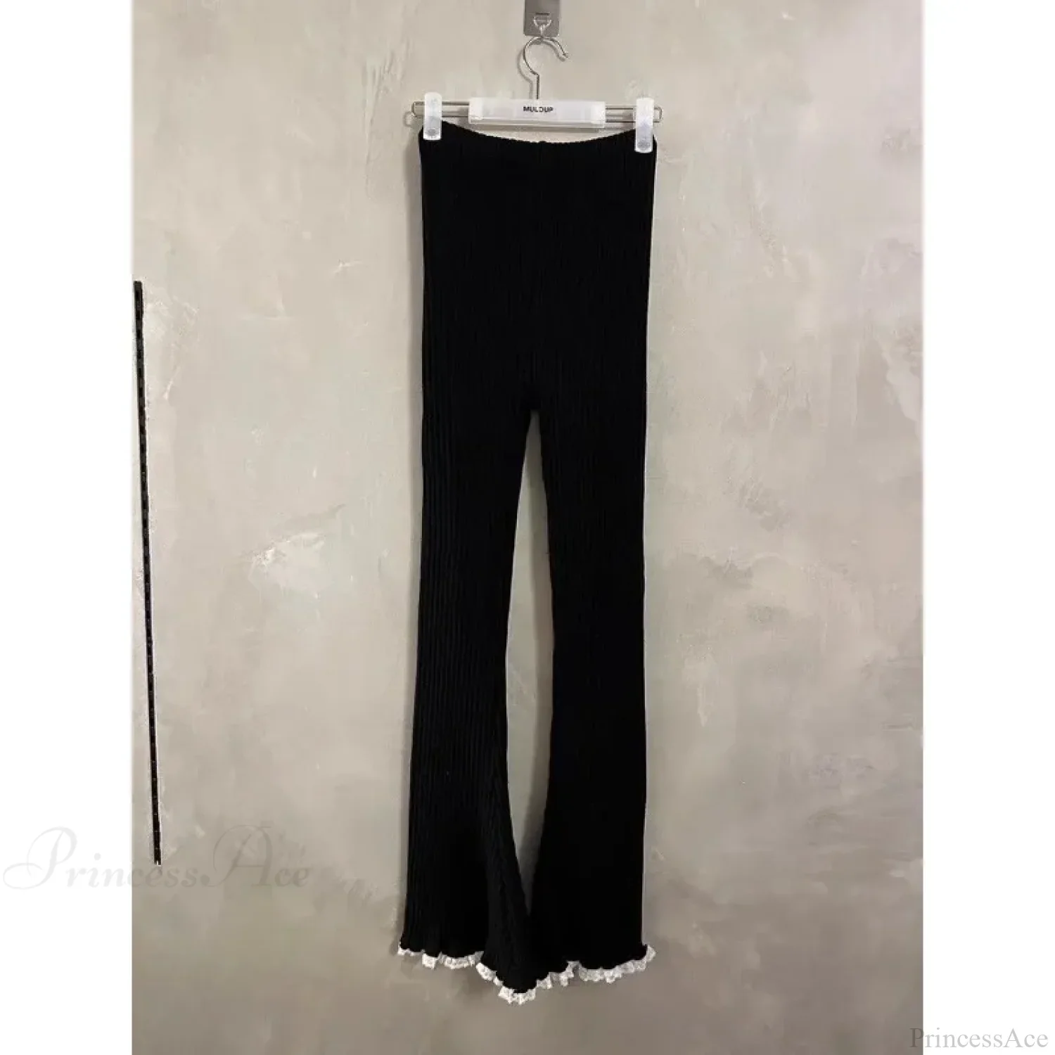 Gray Lace Flare Women Casual Knit Pants - Image 5