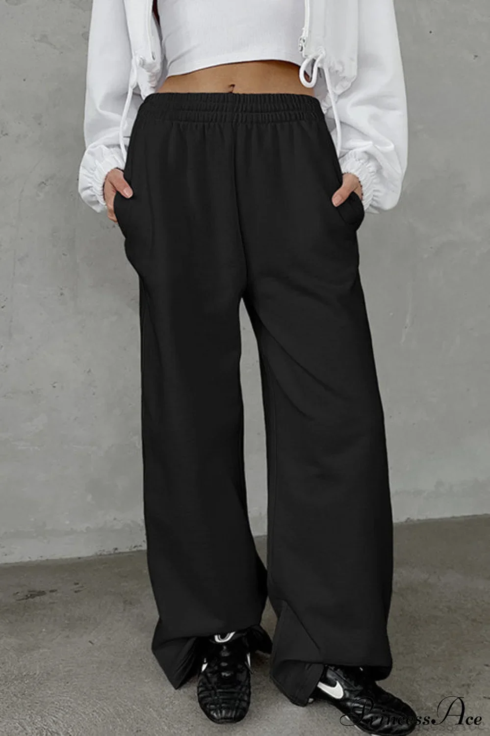 Gray Loose Wide Leg Low Waist Sweat Pants