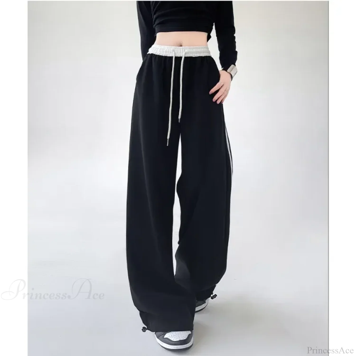Gray Striped Casual Sweatpants Pants - Image 4