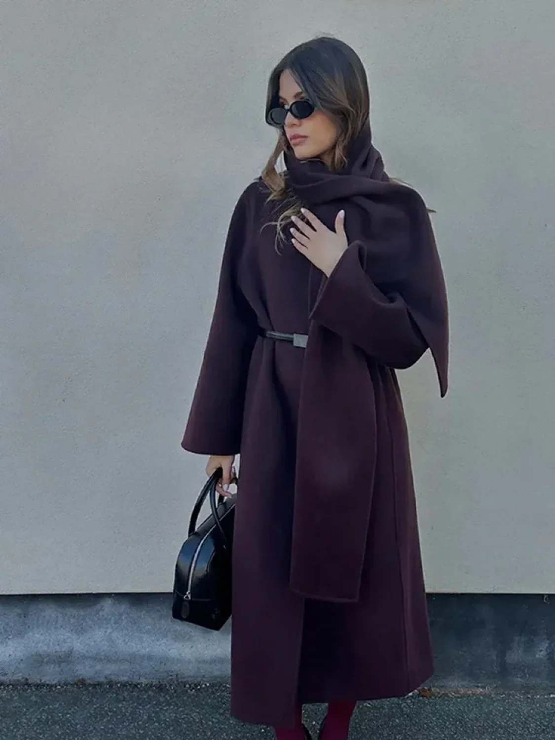 Gray Woolen Turn-Down Collar Overcoat - Image 4