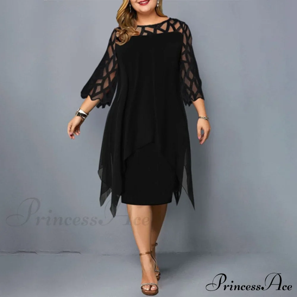 Green Lace Size - 4XL Women's Party Mesh Red Midi 6XL Plus Purple in Gown Elegant - Black 5XL Clothing