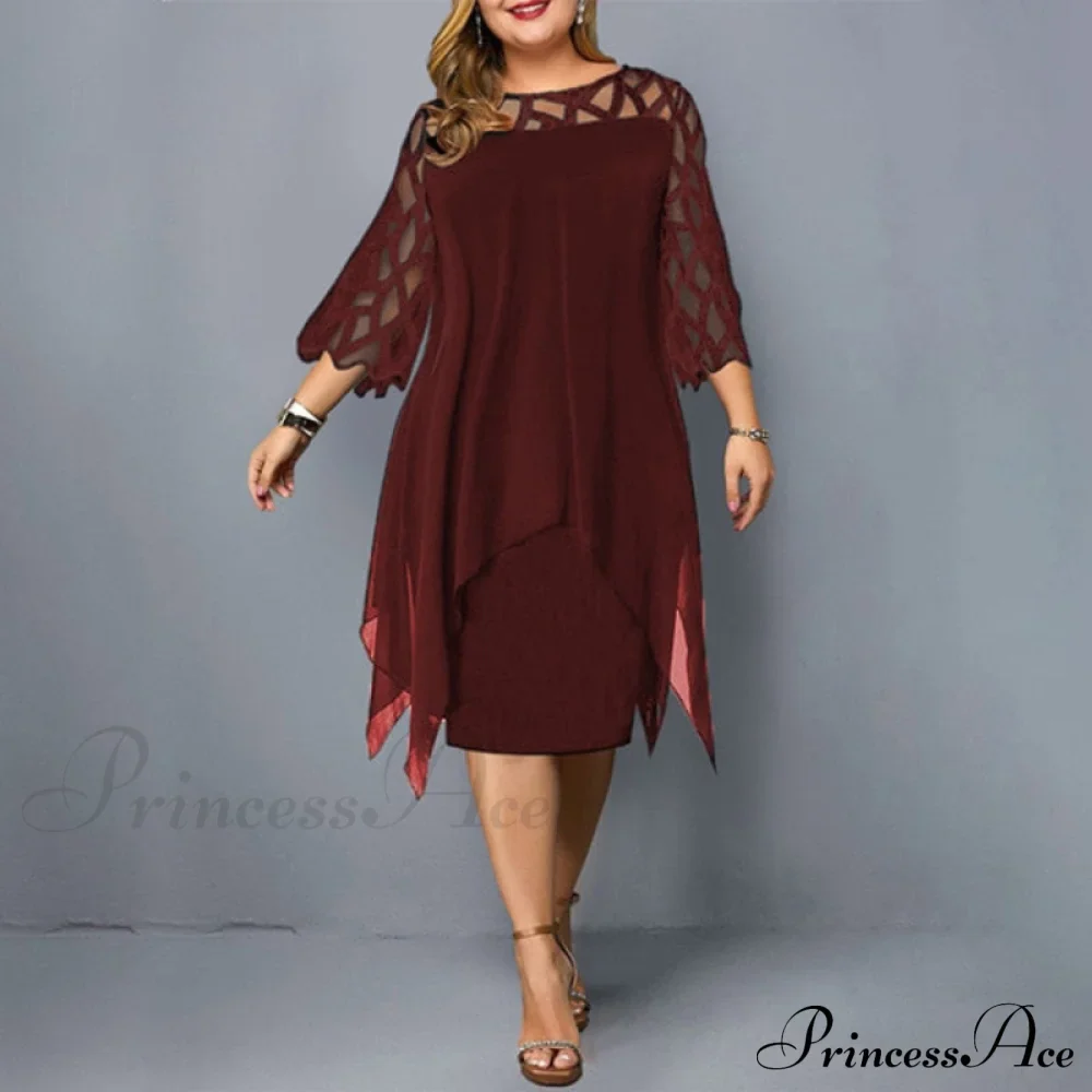 Green Lace Size - 4XL Women's Party Mesh Red Midi 6XL Plus Purple in Gown Elegant - Black 5XL Clothing - Image 2